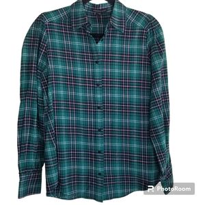 ABBEY GLASS NWT Plaid Flannel Botton Front Long Sleeve Blouse